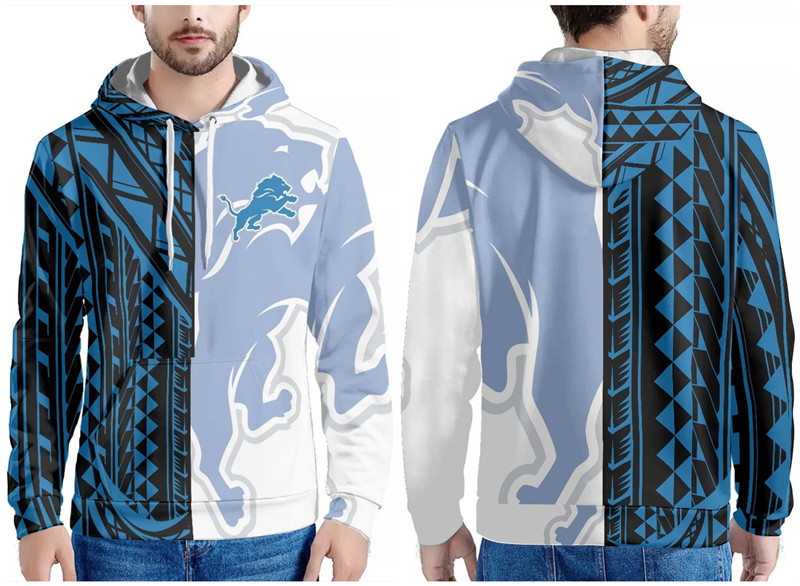 Men's Detroit Lions Blue/Black/White Pullover Hoodie